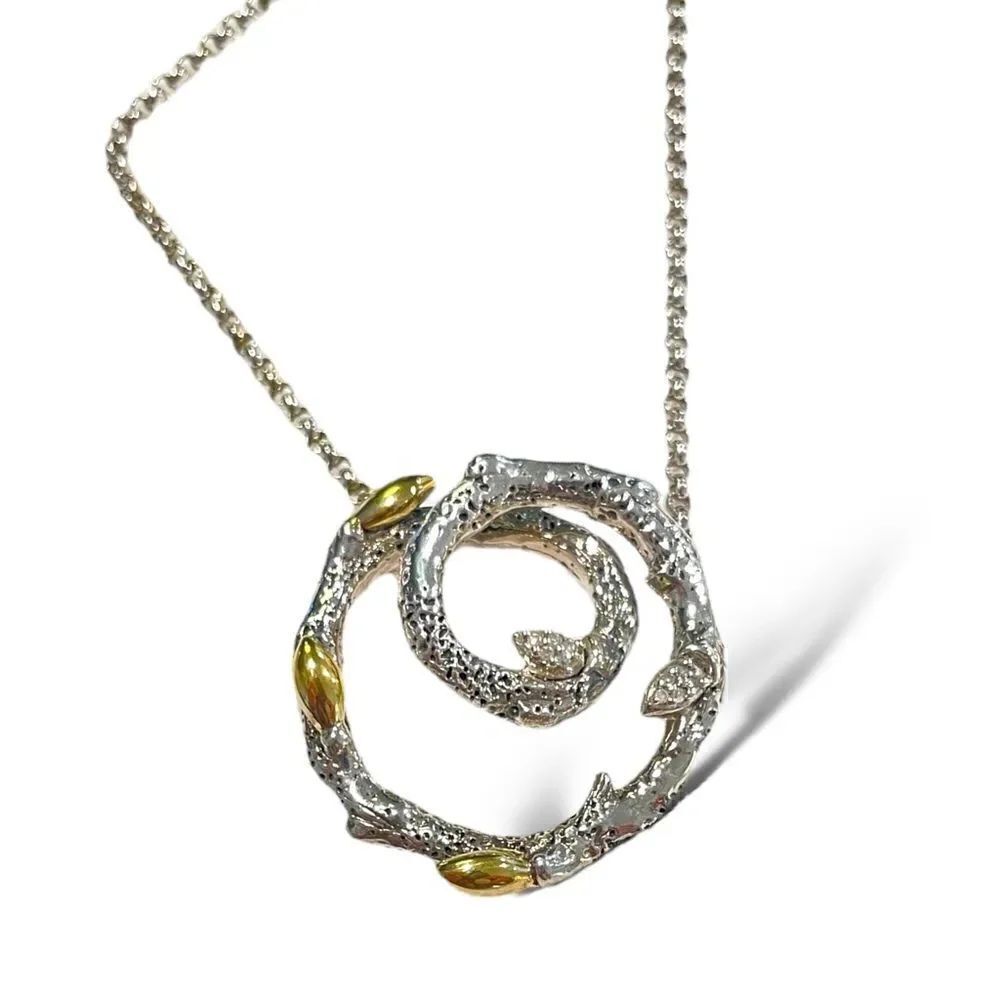 Stephen Dweck Circular Vine Pendant Necklace, 18k YG, .925 & Dweck Diamonds